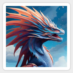 Ferocious Blue and Orange Frilled Dragon Sticker